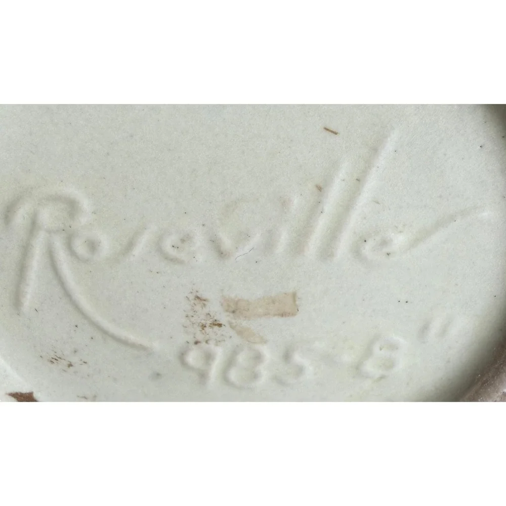 Roseville Pottery Clematis Brown Floral Double Handled Vase 985-8 VTG Art‎ Deco